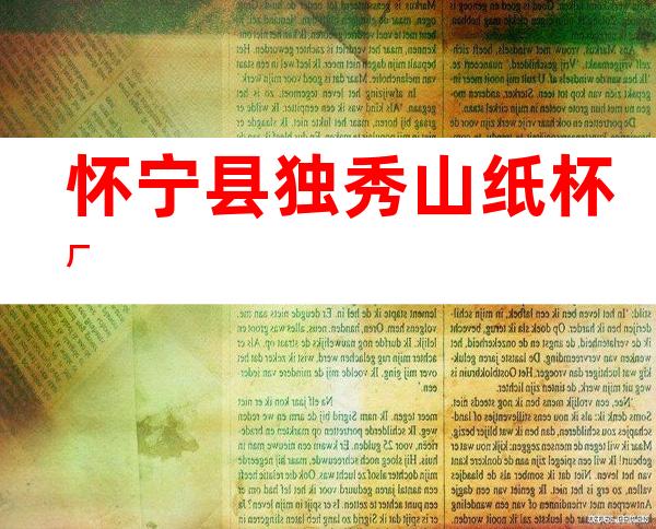 怀宁县独秀山纸杯厂